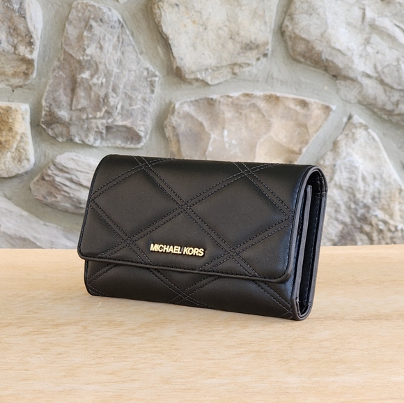 Michael Kors Handbags - Michael Kors Jet Set Trifold Wallet Black